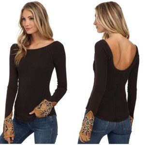 NWOT Free People Low Back Thermal Cuff Small Brown